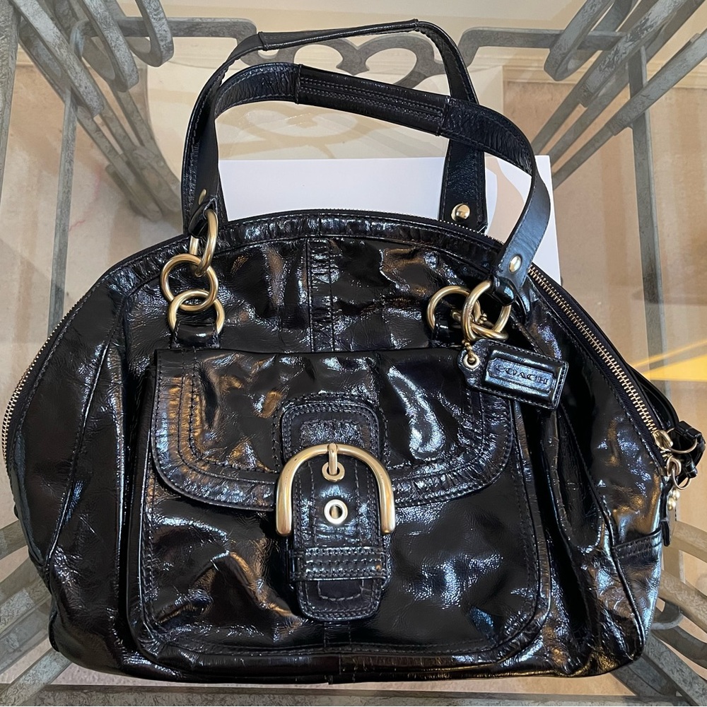 Vintage Coach Satchel Top Handle Patent Leather Handbag